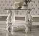 Versailles Bone White & Clear Glass End Table - Levi's Discount Furniture (Vineland, NJ)