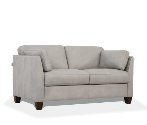Matias Dusty White Leather Loveseat - Levi's Discount Furniture (Vineland, NJ)