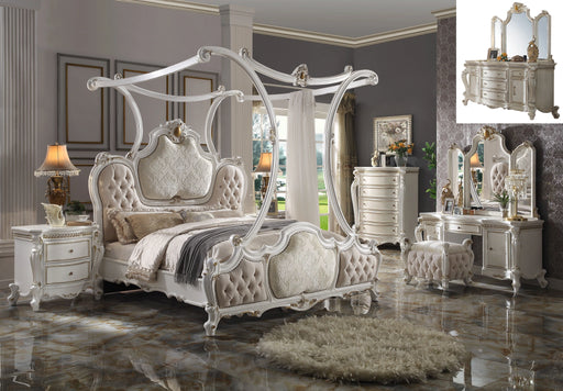 Picardy Fabric & Antique Pearl California King Bed (Canopy) - Levi's Discount Furniture (Vineland, NJ)