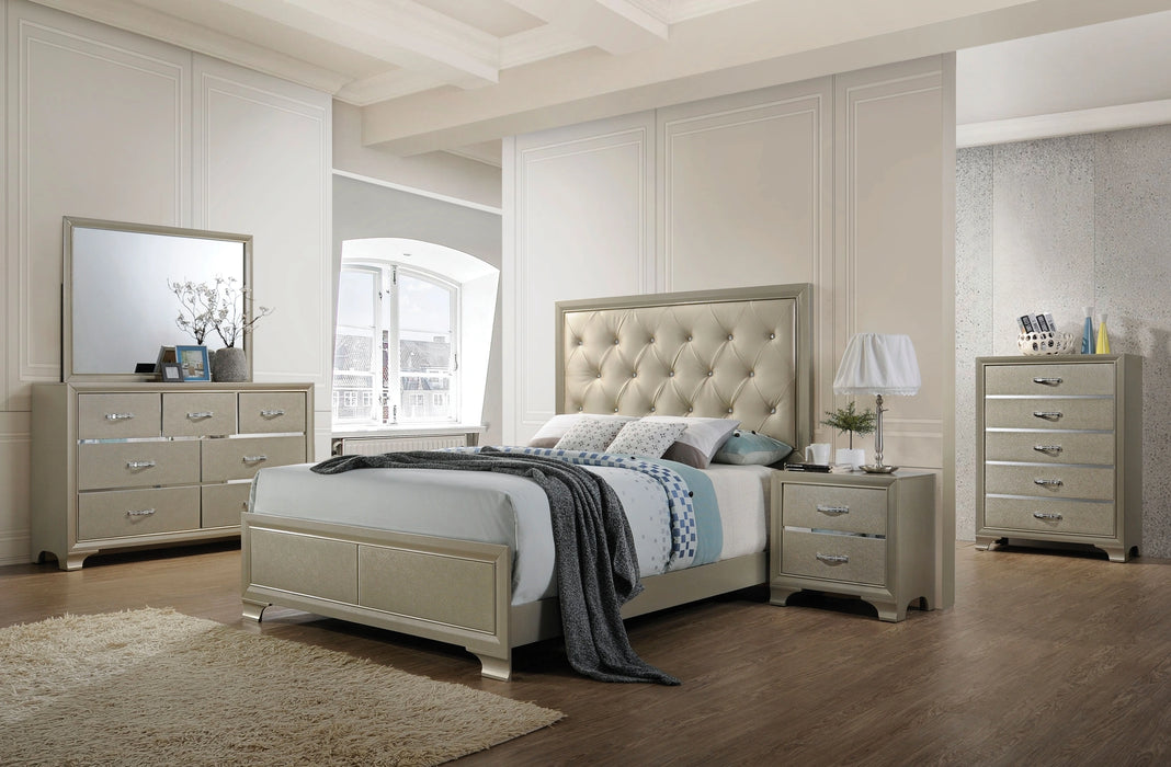 Carine PU & Champagne Queen Bed - Levi's Discount Furniture (Vineland, NJ)