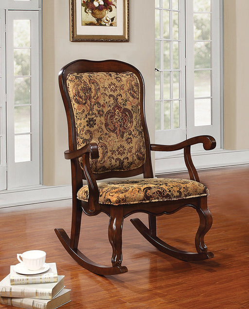 Sharan Fabric & Cherry Rocking Chair - Levi's Discount Furniture (Vineland, NJ)