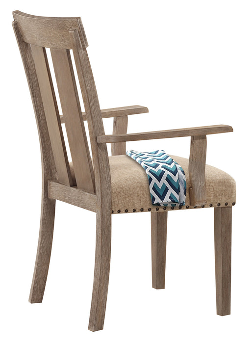 Nathaniel Fabric & Maple Arm Chair , Slatted Back - Levi's Discount Furniture (Vineland, NJ)