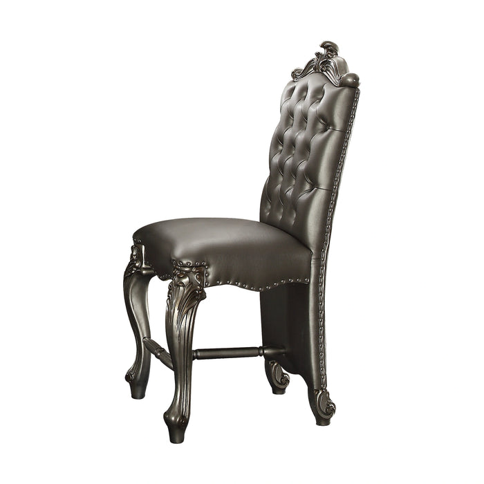 Versailles Silver PU & Antique Platinum Counter Height Chair - Levi's Discount Furniture (Vineland, NJ)