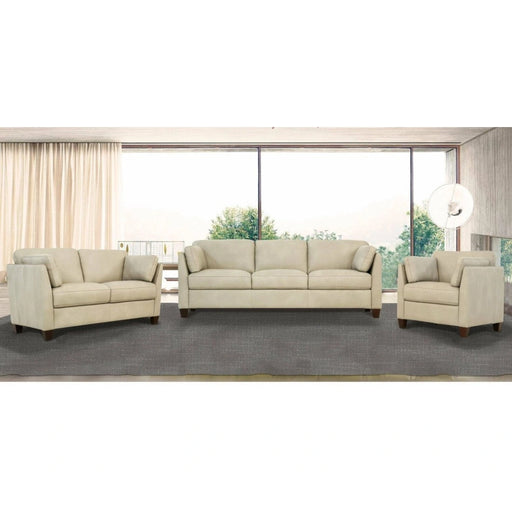 Matias Dusty White Leather 3-Piece Living Room Set - Levi's Discount Furniture (Vineland, NJ)