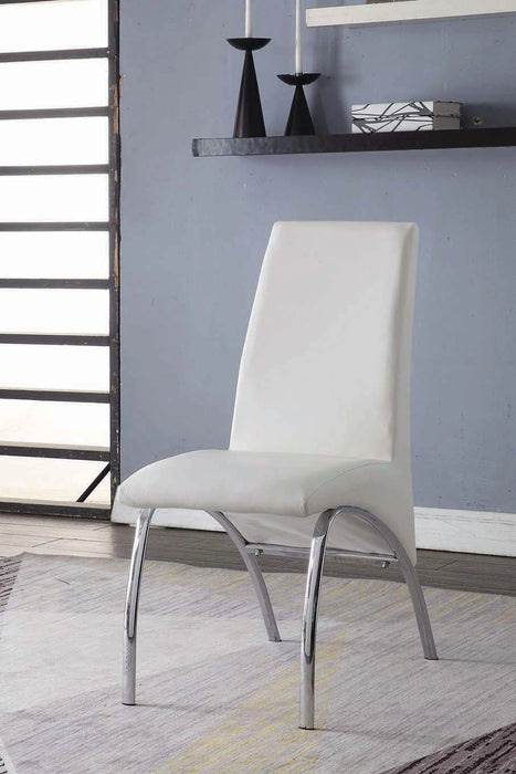 Pervis White PU & Chrome Side Chair - Levi's Discount Furniture (Vineland, NJ)