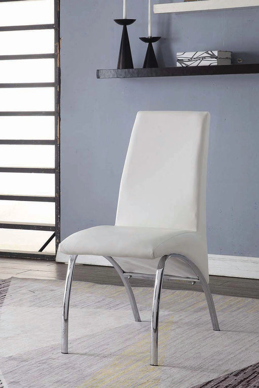 Pervis White PU & Chrome Side Chair - Levi's Discount Furniture (Vineland, NJ)