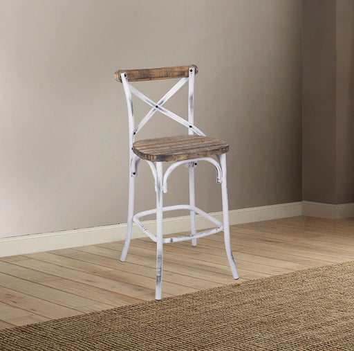 Zaire Antique White & Antique Oak Bar Chair (1Pc) - Levi's Discount Furniture (Vineland, NJ)