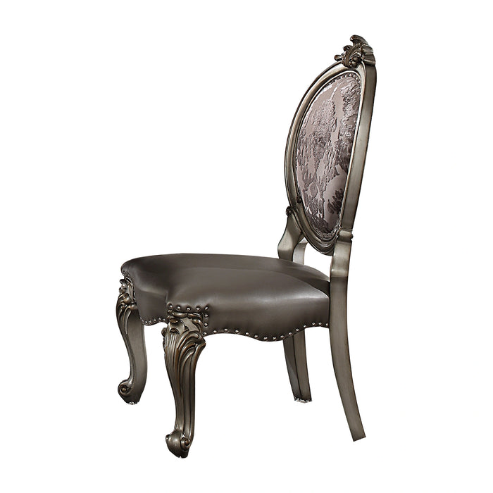 Versailles Silver PU & Antique Platinum Side Chair - Levi's Discount Furniture (Vineland, NJ)