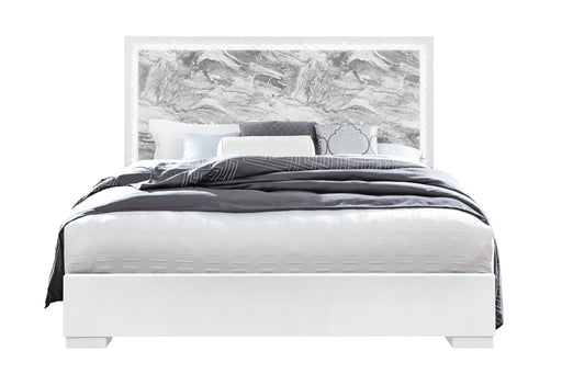 Naomi Silver Marble Bed with LED