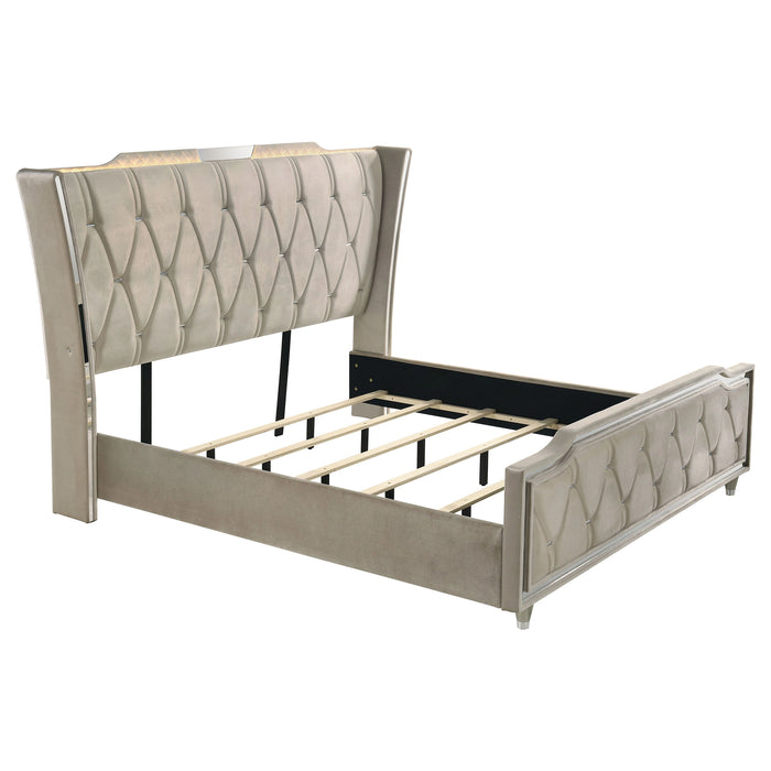 Lorient Wingback Bed with LED Lighting - Levi's Discount Furniture (Vineland, NJ)