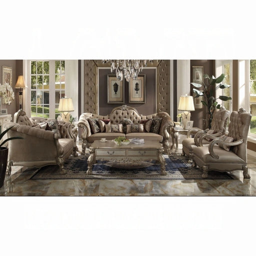 Dresden Bone Velvet & Gold Patina Sofa w/7 Pillows - Levi's Discount Furniture (Vineland, NJ)