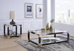 Lafty White Brushed & Clear Glass Coffee Table - Levi's Discount Furniture (Vineland, NJ)
