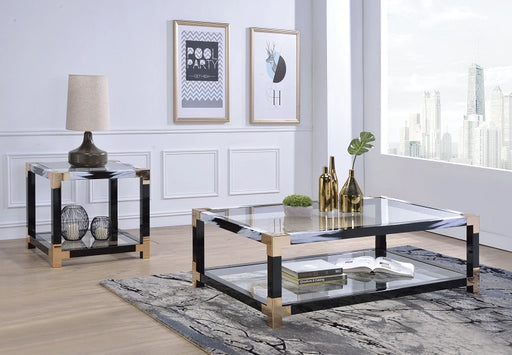 Lafty White Brushed & Clear Glass Coffee Table - Levi's Discount Furniture (Vineland, NJ)
