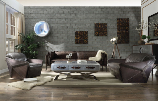 Porchester Distress Chocolate Top Grain Leather Sofa - Levi's Discount Furniture (Vineland, NJ)