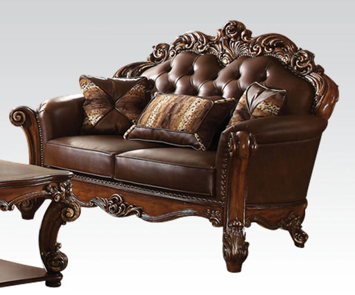Acme Vendome Loveseat with 2 Pillows in Cherry 52002 - Levi's Discount Furniture (Vineland, NJ)