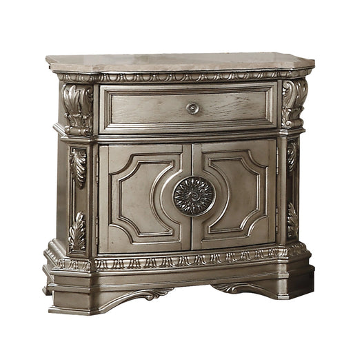 Northville Antique Silver Nightstand (MARBLE TOP) - Levi's Discount Furniture (Vineland, NJ)