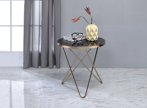 Valora Champagne & Black Glass End Table - Levi's Discount Furniture (Vineland, NJ)