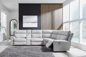 Social Pointe Reclining Sectional with Storage Consoles - Levi's Discount Furniture (Vineland, NJ)