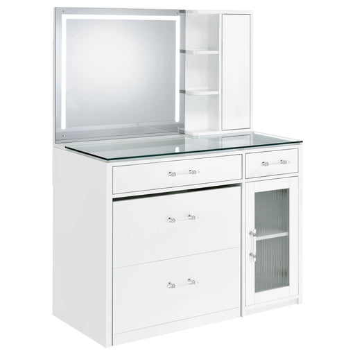 Flora Makeup Vanity Table with LED Mirror and Stool - Levi's Discount Furniture (Vineland, NJ)
