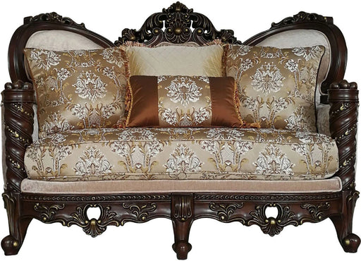 Acme Furniture Devayne Loveseat with 4 Pillows in Dark Walnut 50686 - Levi's Discount Furniture (Vineland, NJ)