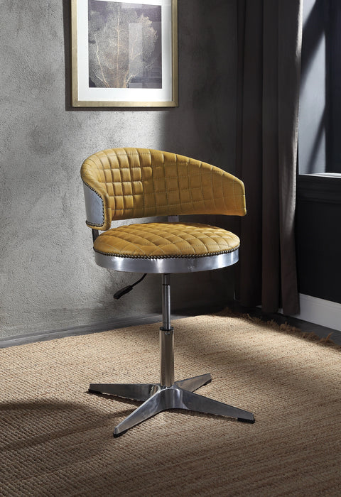 Brancaster Turmeric Top Grain Leather & Chrome Adjustable Chair w/Swivel - Levi's Discount Furniture (Vineland, NJ)