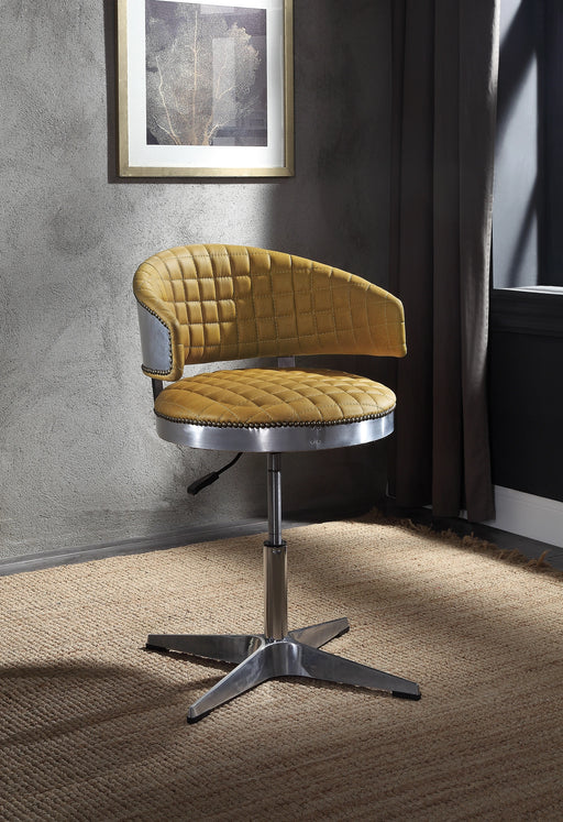 Brancaster Turmeric Top Grain Leather & Chrome Adjustable Chair w/Swivel - Levi's Discount Furniture (Vineland, NJ)