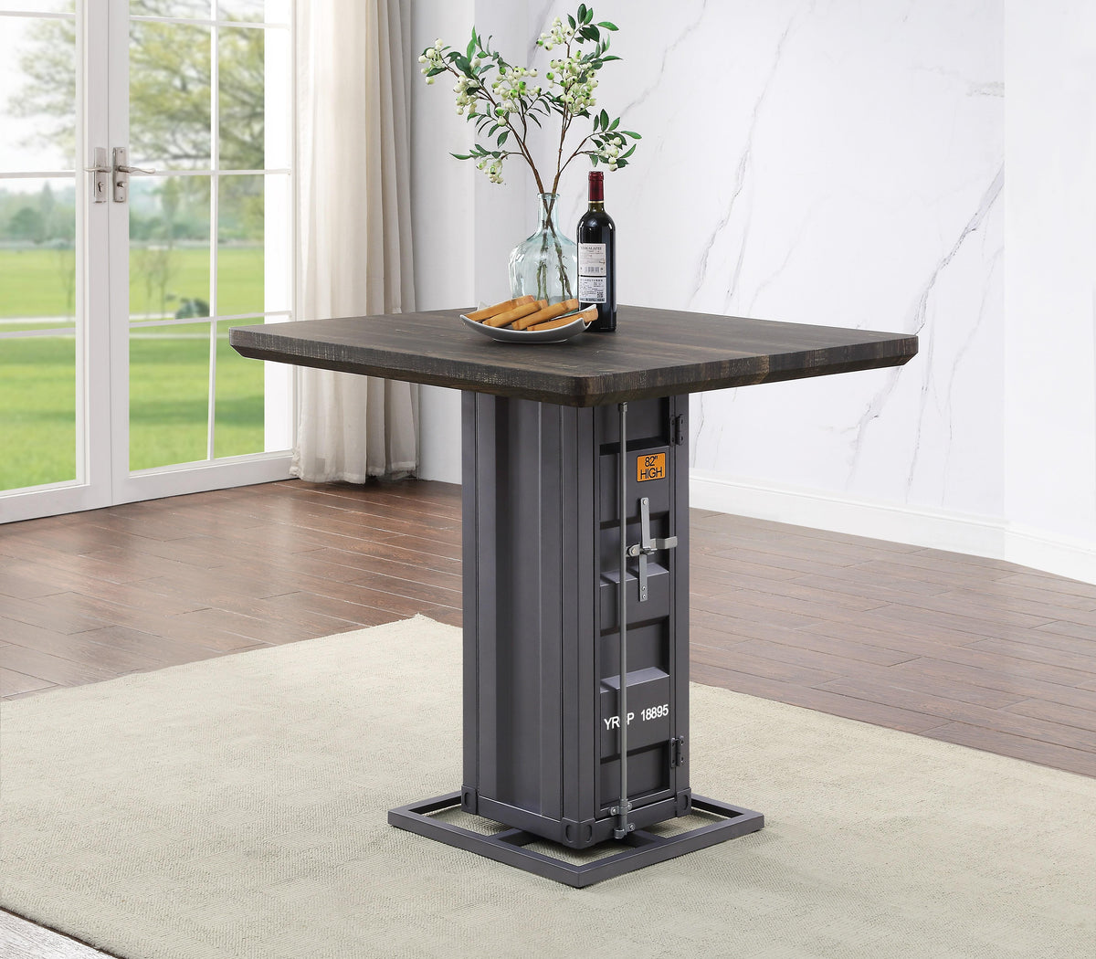 Cargo Antique Walnut & Gunmetal Counter Height Table Levi's Discount