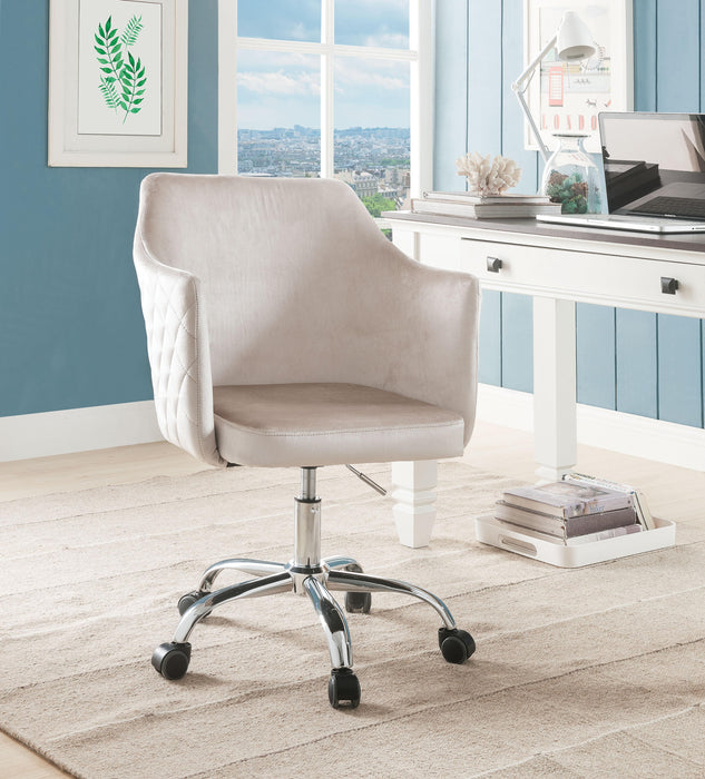 Cosgair Champagne Velvet & Chrome Office Chair - Levi's Discount Furniture (Vineland, NJ)