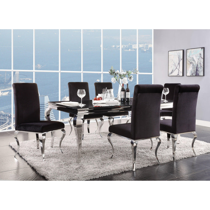 Fabiola Stainless Steel & Black Glass Dining Room Set image