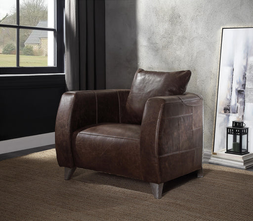 Kalona Distress Chocolate Top Grain Leather & Aluminum Accent Chair image