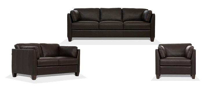 Matias Chocolate Leather Sofa - Levi's Discount Furniture (Vineland, NJ)