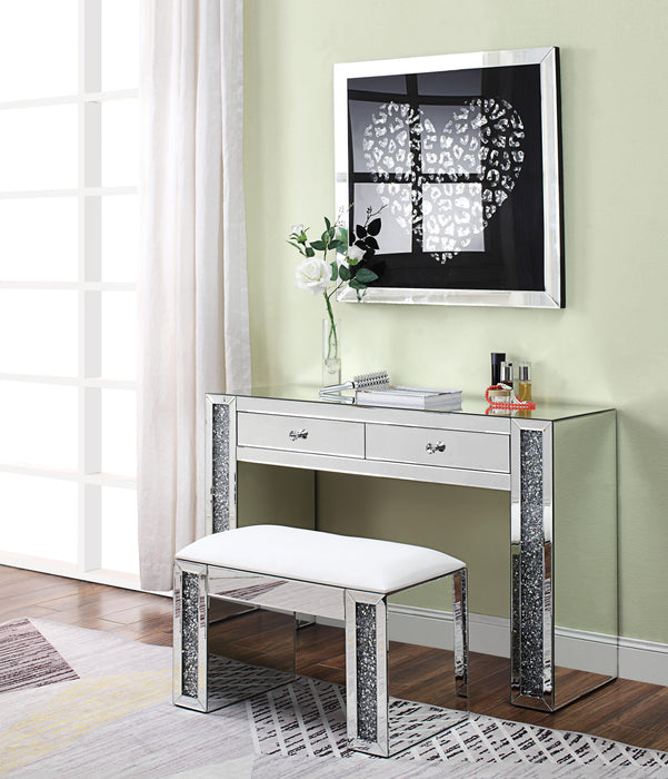Noralie PU, Mirrored & Faux Diamonds Vanity Stool - Levi's Discount Furniture (Vineland, NJ)