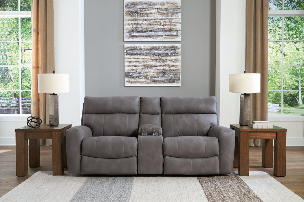 Next-Gen DuraPella Power Reclining Sectional Loveseat with Console - Levi's Discount Furniture (Vineland, NJ)
