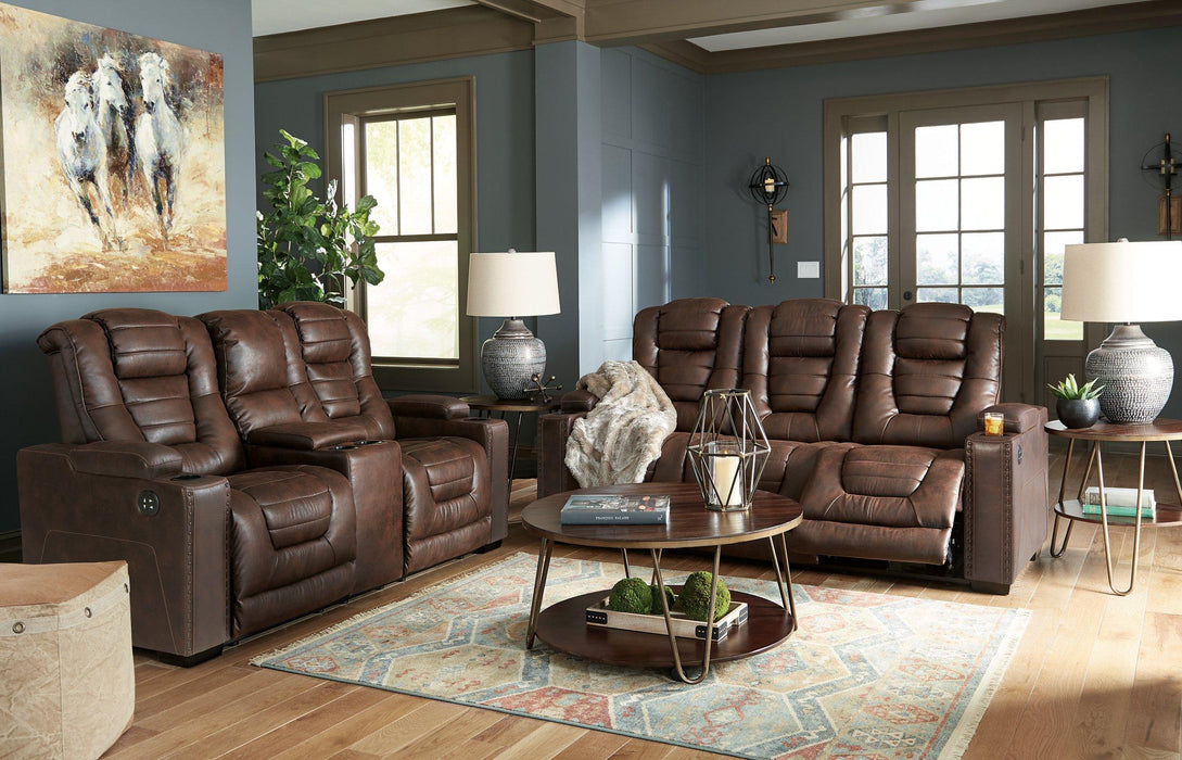 Owner's Box Power Reclining Loveseat with Console