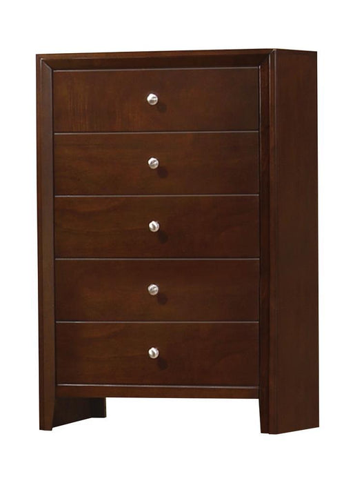 Serenity Rectangular 5-drawer Chest Rich Merlot