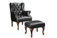 Roberts Button Tufted Back Accent Chair with Ottoman Black and Espresso - Levi's Discount Furniture (Vineland, NJ)