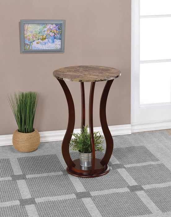 Elton Round Marble Top Accent Table Brown