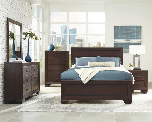 Kauffman California King, Eastren King, & Queen Panel Bed Dark Cocoa - Levi's Discount Furniture (Vineland, NJ)