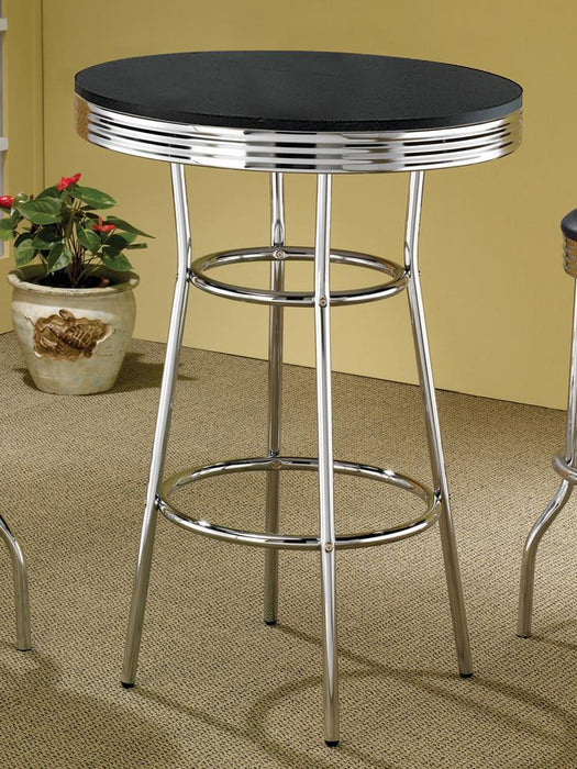 Theodore Round Bar Table Black and Chrome