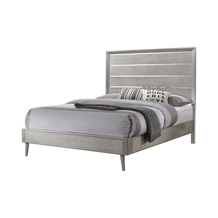 Ramon Eastern King Panel Bed Metallic Sterling