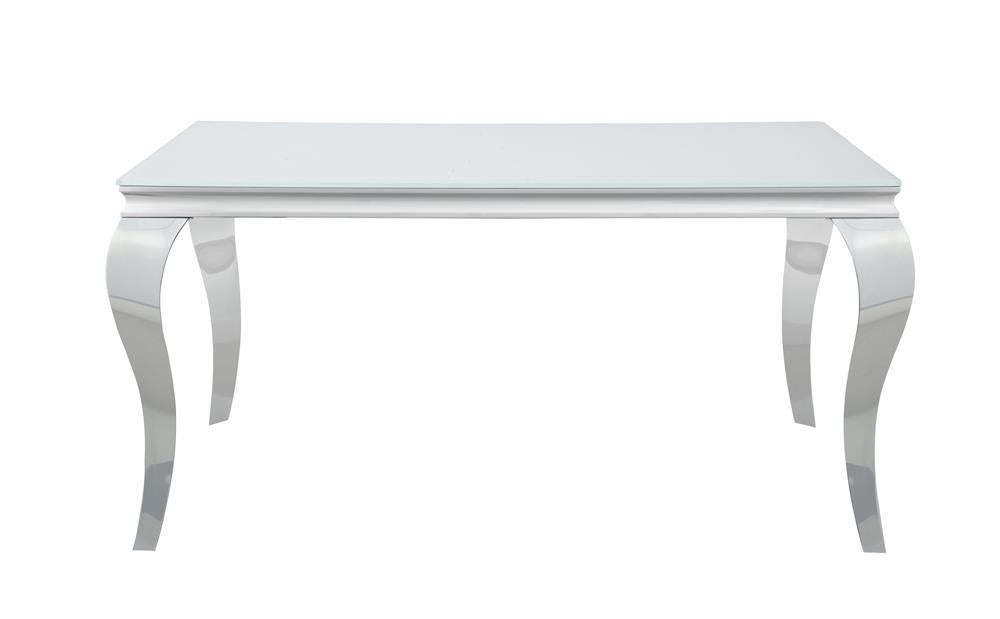 Carone Rectangular Glass Top Dining Table White and Chrome