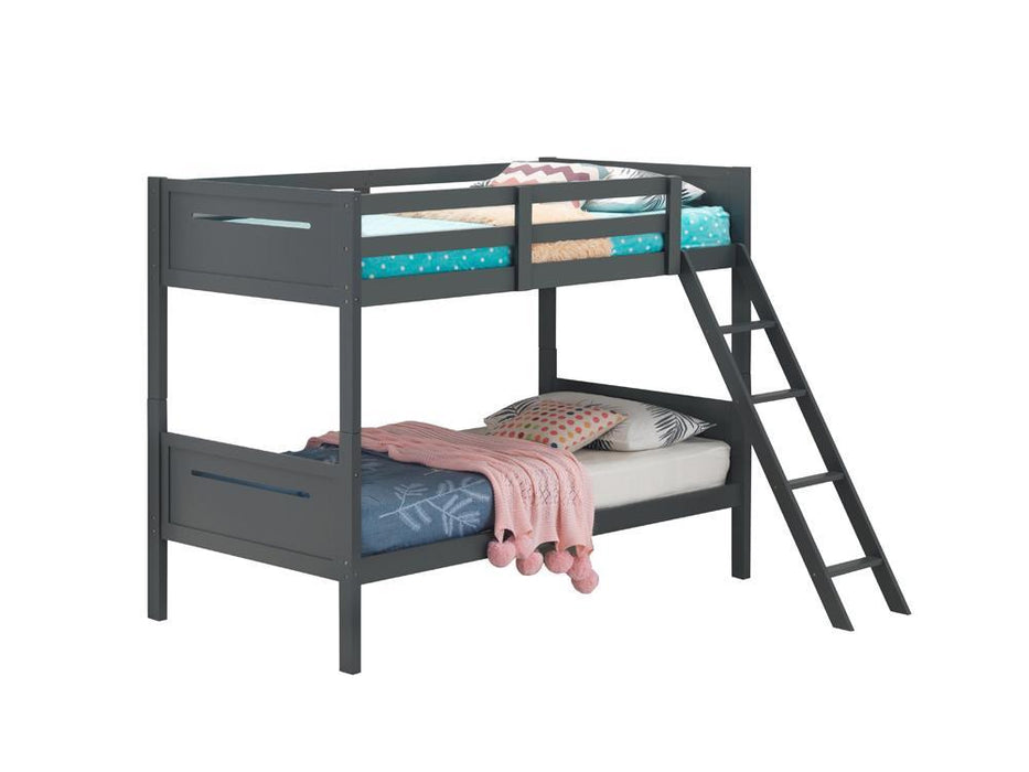 Littleton Twin Over Twin Bunk Bed Grey