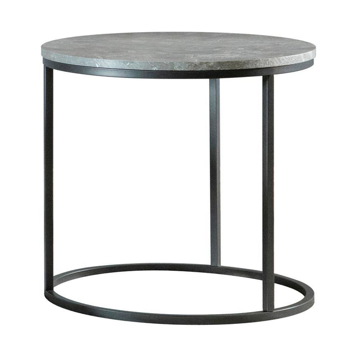 Lainey Faux Marble Round Top End Table Grey and Gunmetal