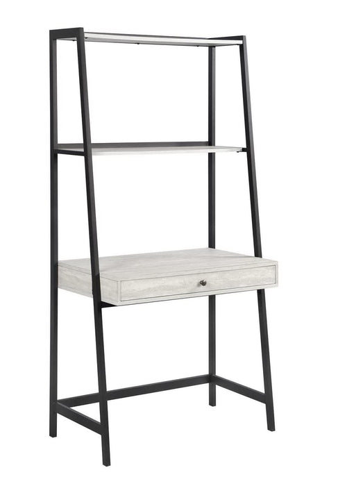 Pinckard 1-drawer Ladder Desk Grey Stone and Black