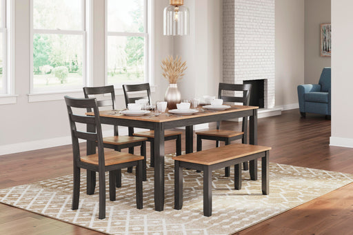 Gesthaven Dining Table with 4 Chairs and Bench (Set of 6) - Levi's Discount Furniture (Vineland, NJ)