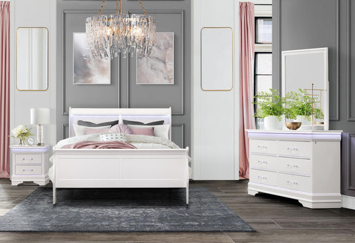 CHARLIE WHITE KING BED GROUP WITH LED - Levi's Discount Furniture (Vineland, NJ)
