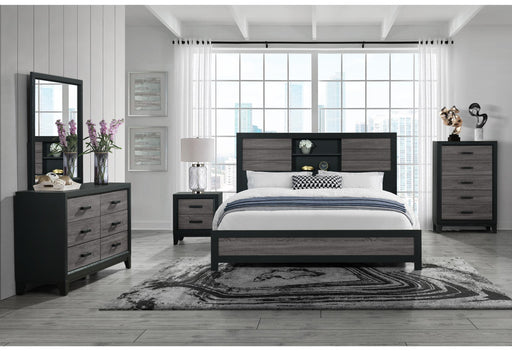 LISBON GREY/BLACK BOOKCASE KING BED GROUP image