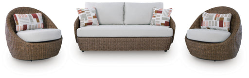 Double Point Outdoor Loveseat/2 Swivel Chairs (Set of 3) - Levi's Discount Furniture (Vineland, NJ)