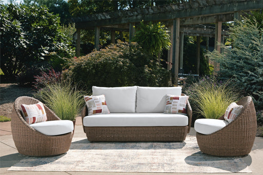 Double Point Outdoor Loveseat/2 Swivel Chairs (Set of 3) - Levi's Discount Furniture (Vineland, NJ)