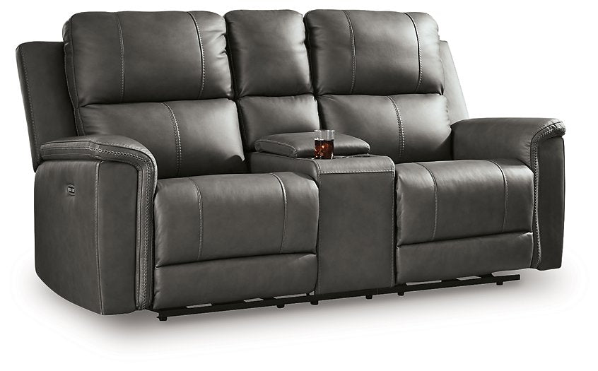 Bleckley Power Reclining Loveseat with Console - Levi's Discount Furniture (Vineland, NJ)